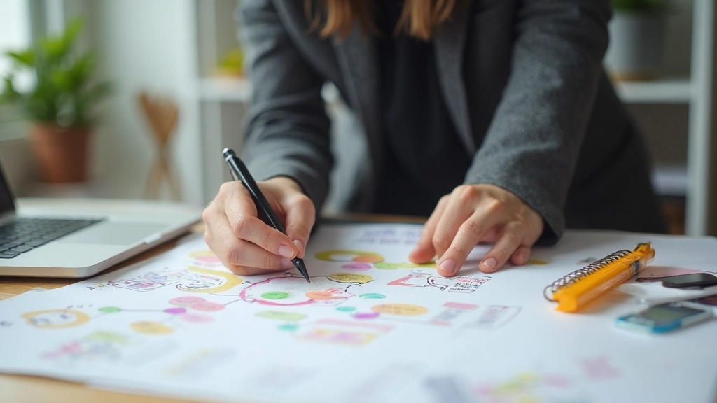 Профессионал использует интеллект-карту для организации проектных идей и концепций