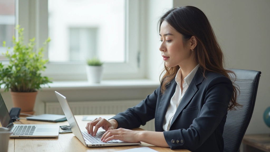 Сосредоточенный человек работает за письменным столом с ноутбуком в спокойной рабочей обстановке